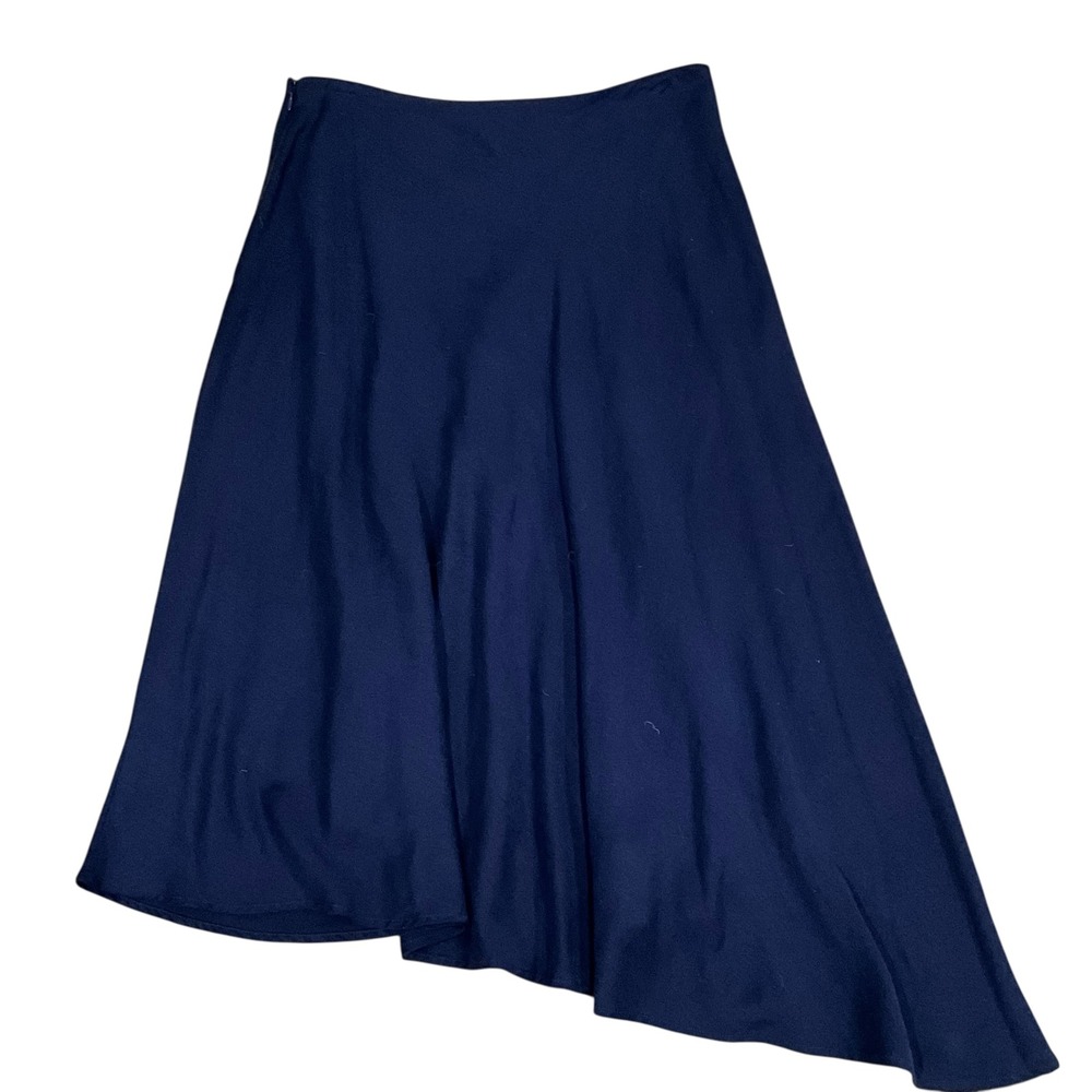 White House Black Market‎ Navy Blue Skirt Asymmetrical Hem Size 10 - Picture 2 of 7